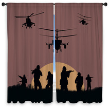 Illustration The Soldiers Going To Attack And Helicopters Window Curtains 116814852