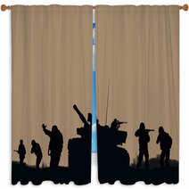 Illustration The Soldiers Going To Attack And Helicopters Window Curtains 116814897
