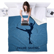 Illustration With Figure Skater Blankets 58478119