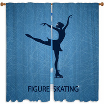 Illustration With Figure Skater Window Curtains 58478119
