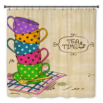 Illustration With Stack Of Tea Cups Bath Decor 59738095
