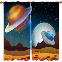 Image With Space Theme 2 Window Curtains 71527497