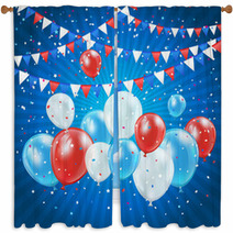 Independence Day Balloons And Confetti Window Curtains 66444276