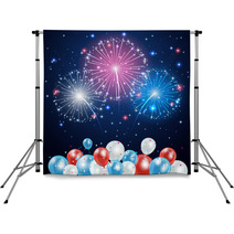 Independence Day Fireworks And Balloons Backdrops 66543570