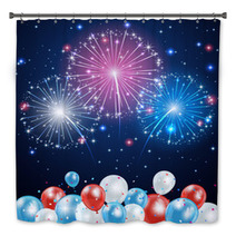 Independence Day Fireworks And Balloons Bath Decor 66543570