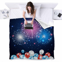 Independence Day Fireworks And Balloons Blankets 66543570