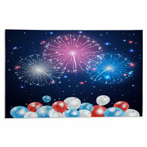 Independence Day Fireworks And Balloons Rugs 66543570