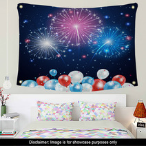 Independence Day Fireworks And Balloons Wall Art 66543570