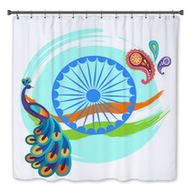 Independence Day Poster With Colorful Peacock Bath Decor 196315769