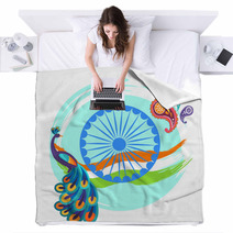 Independence Day Poster With Colorful Peacock Blankets 196315769