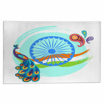 Independence Day Poster With Colorful Peacock Rugs 196315769