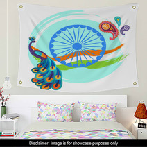 Independence Day Poster With Colorful Peacock Wall Art 196315769
