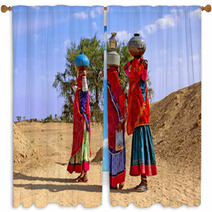 India, Jaisalmer: Women In The Desert Window Curtains 2612072