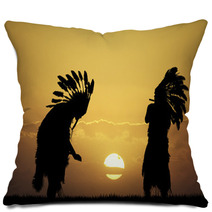 Indian At Sunset Pillows 74099425