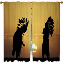 Indian At Sunset Window Curtains 74099425