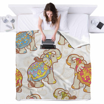Indian Elephant Seamless Pattern Blankets 56099498