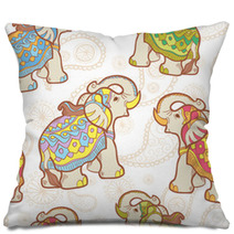 Indian Elephant Seamless Pattern Pillows 56099498