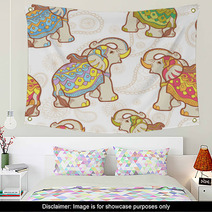 Indian Elephant Seamless Pattern Wall Art 56099498