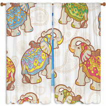 Indian Elephant Seamless Pattern Window Curtains 56099498