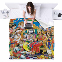 Indian God Bhagwan Ram With Whole Darbar Blankets 3109165