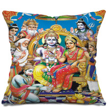 Indian God Bhagwan Ram With Whole Darbar Pillows 3109165
