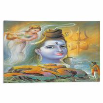 Indian God Bhola Nath Called As Shiv Ji With River Ganga Rugs 5812214