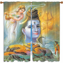 Indian God Bhola Nath Called As Shiv Ji With River Ganga Window Curtains 5812214