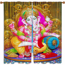 Indian God Ganesh Ji Window Curtains 10414026