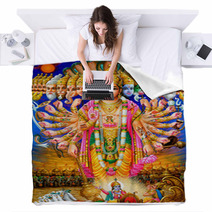Indian God Krishna In Virat Roop Blankets 3108913