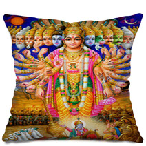 Indian God Krishna In Virat Roop Pillows 3108913