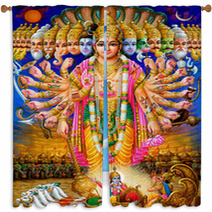 Indian God Krishna In Virat Roop Window Curtains 3108913