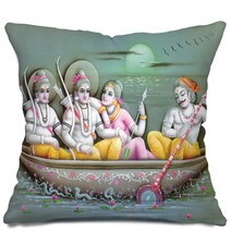 INDIAN GOD RAM JI PASSING RIVER IN THE BOTE OF KEVET Pillows 5630570