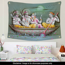 INDIAN GOD RAM JI PASSING RIVER IN THE BOTE OF KEVET Wall Art 5630570