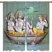 INDIAN GOD RAM JI PASSING RIVER IN THE BOTE OF KEVET Window Curtains 5630570