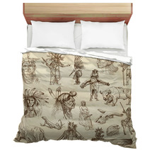 INDIANS And Wild West. Collection Of Hand Drawn Illustrations Bedding 60296784