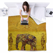 Indischer Elefant Gemalt Blankets 19595170
