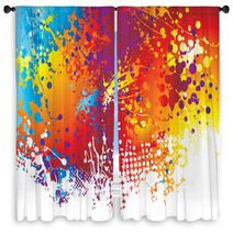 Ink Splat Rainbow Bottom Window Curtains 11628883