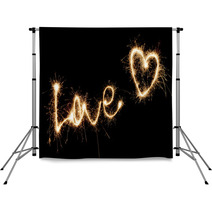Inscription Love And Heart Of Sparklers. Backdrops 55946360