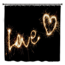 Inscription Love And Heart Of Sparklers. Bath Decor 55946360