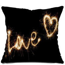 Inscription Love And Heart Of Sparklers. Pillows 55946360