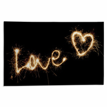Inscription Love And Heart Of Sparklers. Rugs 55946360
