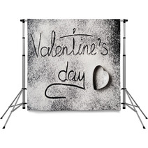 Inscription Valentines Day On A Wheat Flour Background Top View Backdrops 239175900