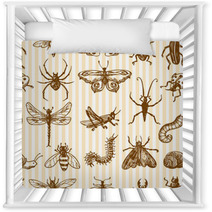 Insects Sketch Seamless Pattern Monochrome Nursery Decor 72604335