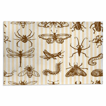 Insects Sketch Seamless Pattern Monochrome Rugs 72604335