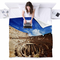 Inside Of Colosseum In Rome, Italy Blankets 39316600