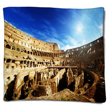 Inside Of Colosseum In Rome, Italy Blankets 41312913
