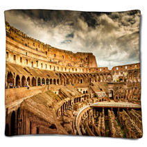 Inside Of Colosseum In Rome, Italy Blankets 59398873