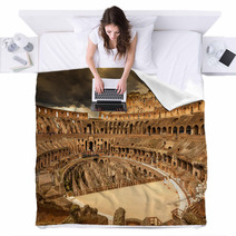 Inside Of Colosseum In Rome, Italy Blankets 59398896