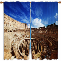 Inside Of Colosseum In Rome, Italy Window Curtains 39316600