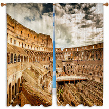 Inside Of Colosseum In Rome, Italy Window Curtains 59398878